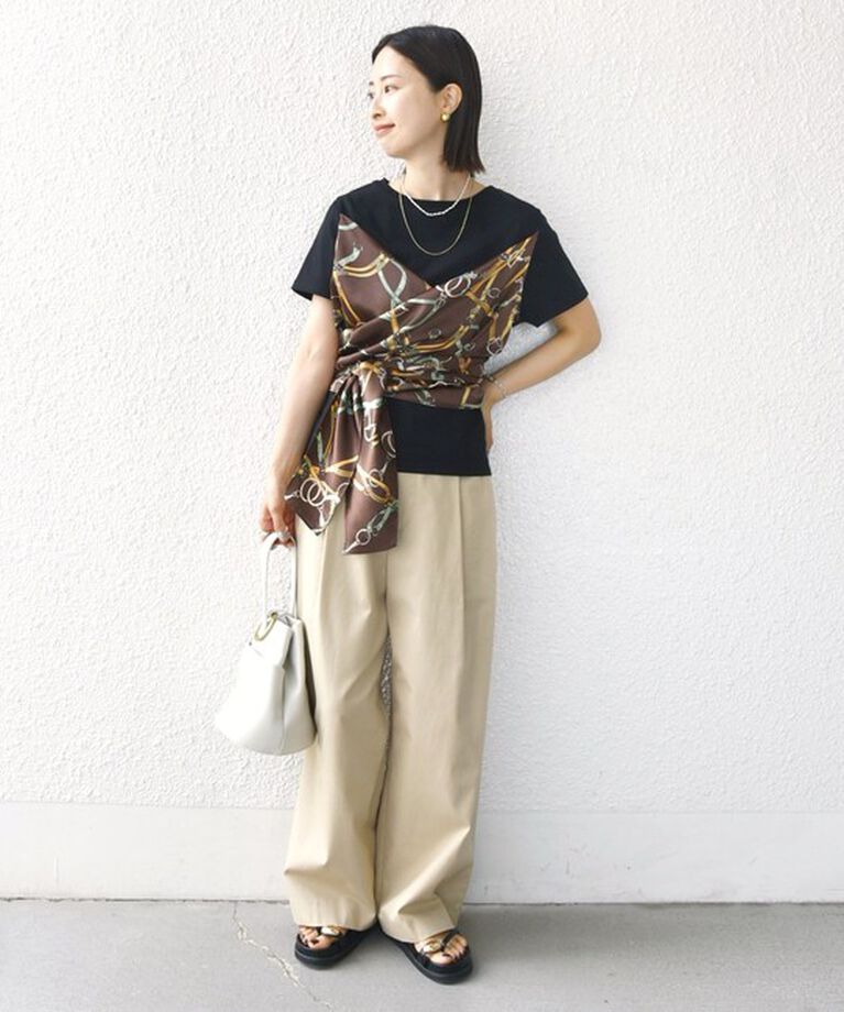 SHIPS for women「《予約》【WEB限定】〈手洗い可能〉スカーフ コンビ TEE」|Tシャツ・カットソー|