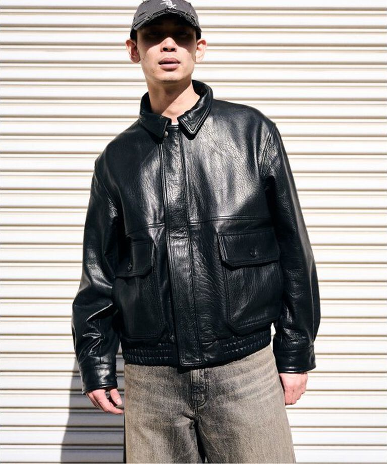 JOURNAL STANDARD「ラムダッドレザー ヴィンテージ」|ライダースジャケット|ブラック