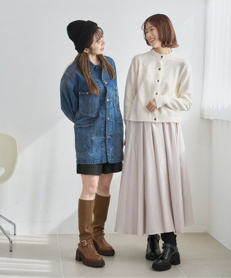  「KARIN TAKUBO×LE TALON リブニットベルトブーツ」|ロングブーツ|