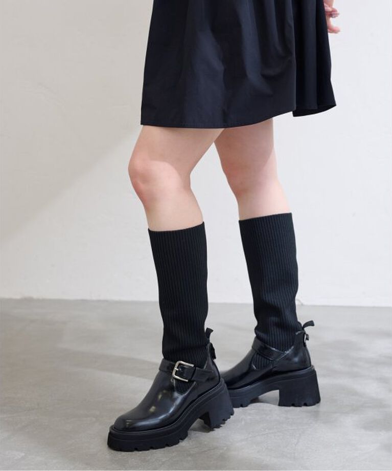  「KARIN TAKUBO×LE TALON リブニットベルトブーツ」|ロングブーツ|