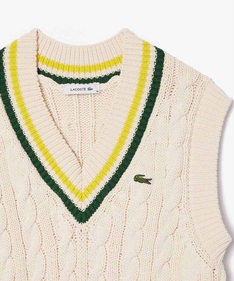 LACOSTE「Vネックケーブルニットベスト」|ベスト・ジレ|