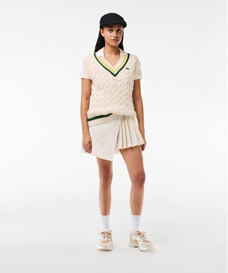 LACOSTE「Vネックケーブルニットベスト」|ベスト・ジレ|