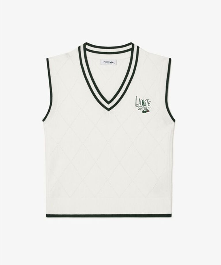 LACOSTE「UVカット UPF50 アーガイルジャカードゴルフニットベスト」|ベスト・ジレ|