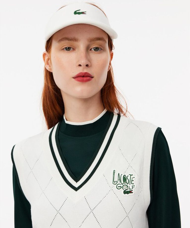 LACOSTE「UVカット UPF50 アーガイルジャカードゴルフニットベスト」|ベスト・ジレ|