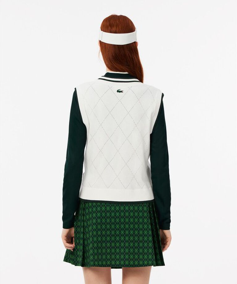 LACOSTE「UVカット UPF50 アーガイルジャカードゴルフニットベスト」|ベスト・ジレ|