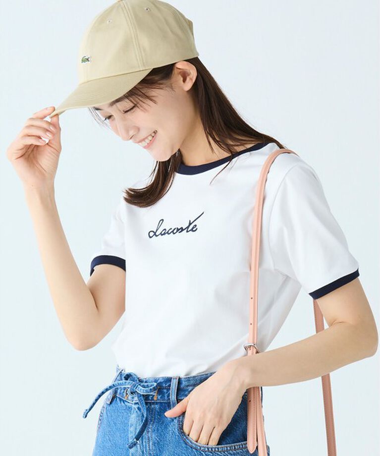 LACOSTE「ステッチネーミングリンガー半袖Tシャツ」|Tシャツ・カットソー|