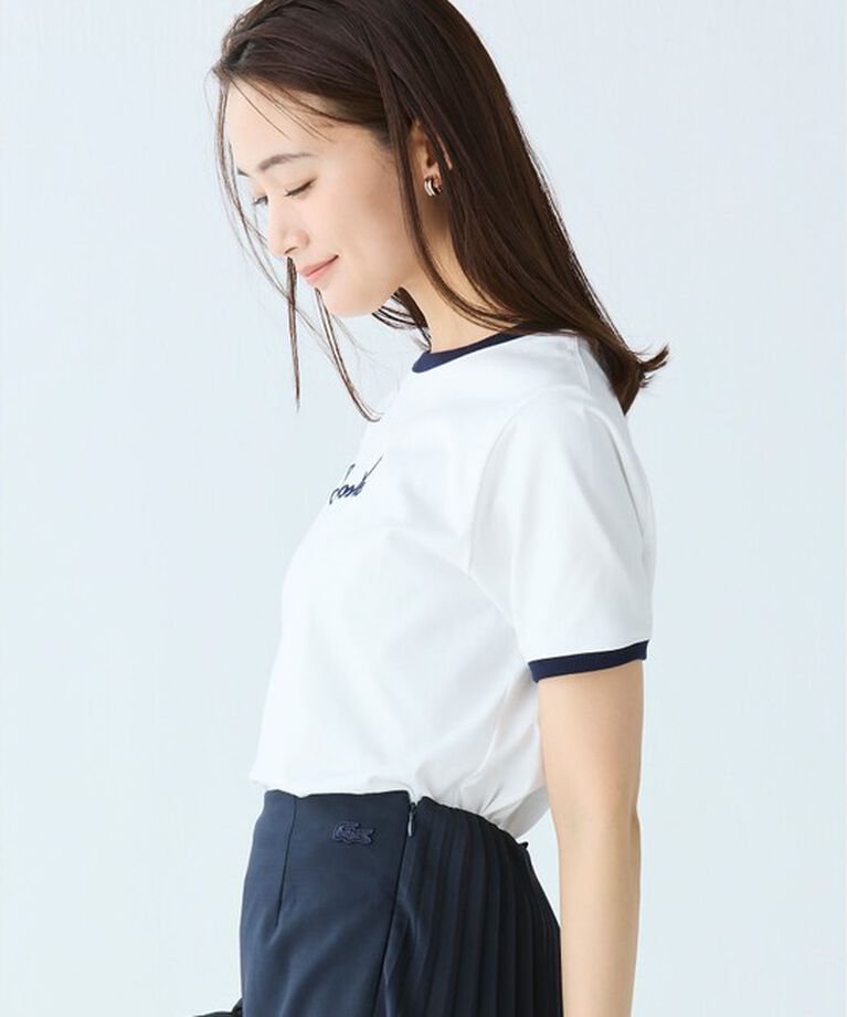 LACOSTE「ステッチネーミングリンガー半袖Tシャツ」|Tシャツ・カットソー|