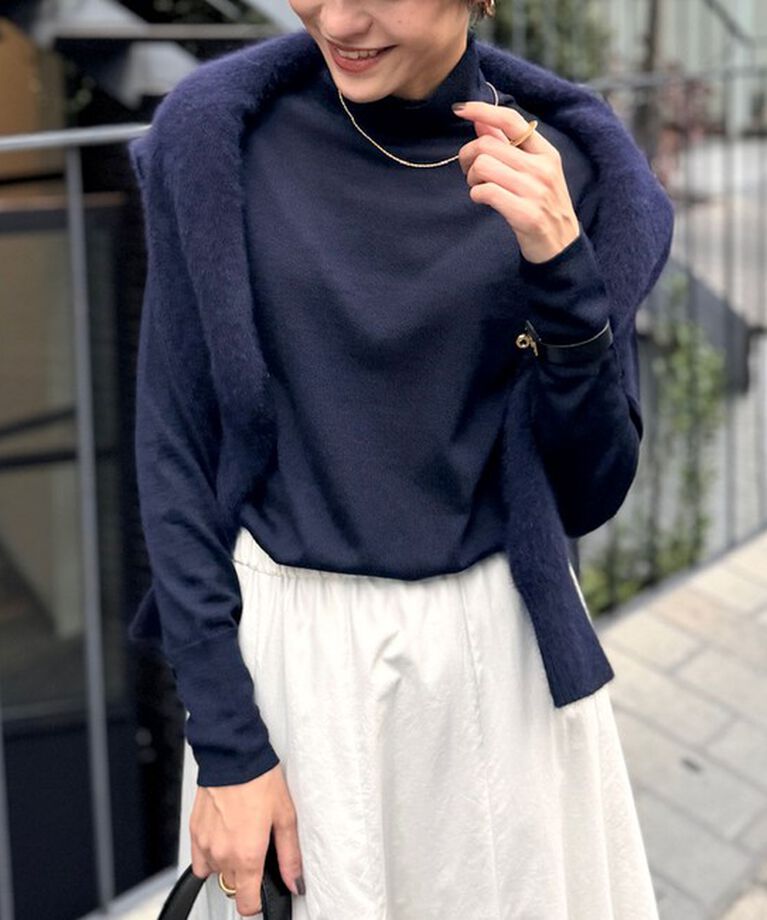 NOLLEY'S「《手洗い可能》エタニティハイネックプルオーバーニット」|ニット・セーター|ネイビー