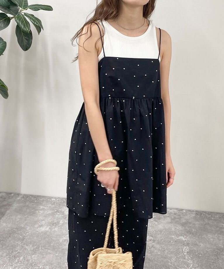 fredy emue「【セットアップ可能】ドット刺繍キャミチュニックブラウス」|キャミソール|