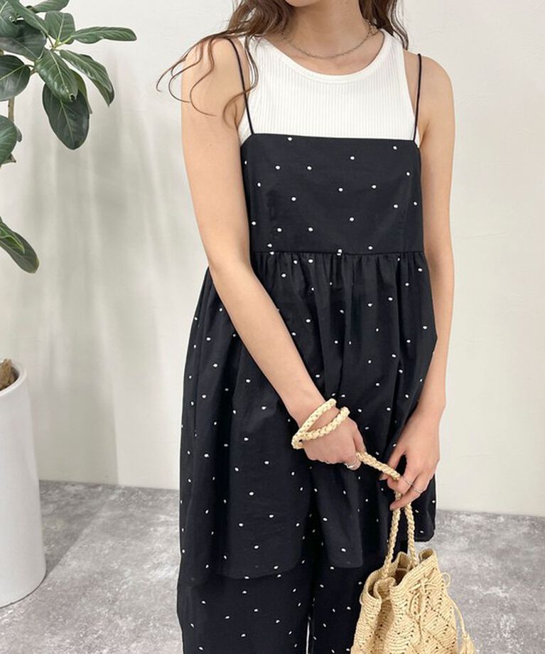 fredy emue「【セットアップ可能】ドット刺繍キャミチュニックブラウス」|キャミソール|