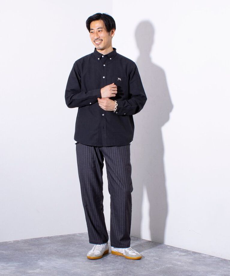 GLOSTER「【GLOSTER/グロスター】フレンチブルドッグ刺繍  ボタンダウンシャツ (無地/ストライプ)」|シャツ・ブラウス|
