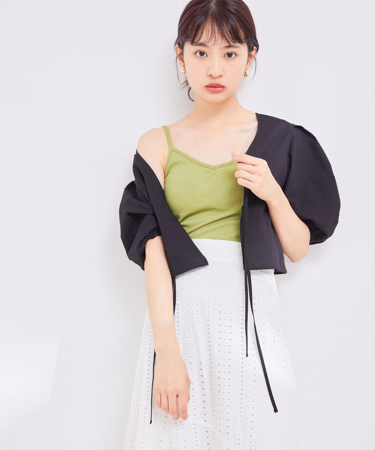 vis-a-vis「【WEB限定】ボーダー/無地カップ付テレコリブキャミソール」|キャミソール|