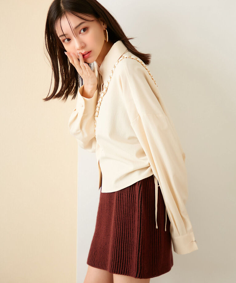 VIS「【洗える】サイドシャーリングシャツ」|シャツ・ブラウス|