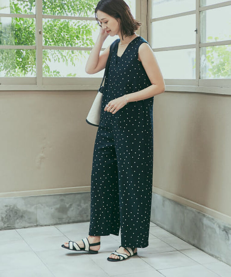 URBAN RESEARCH DOORS「DOORS リネンレーヨンドットオールインワン」|スカート|
