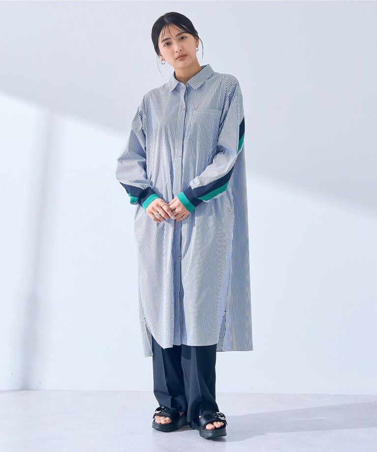 Editt by YECCA VECCA「リブMIXシャツワンピース」|ワンピース|Stripe