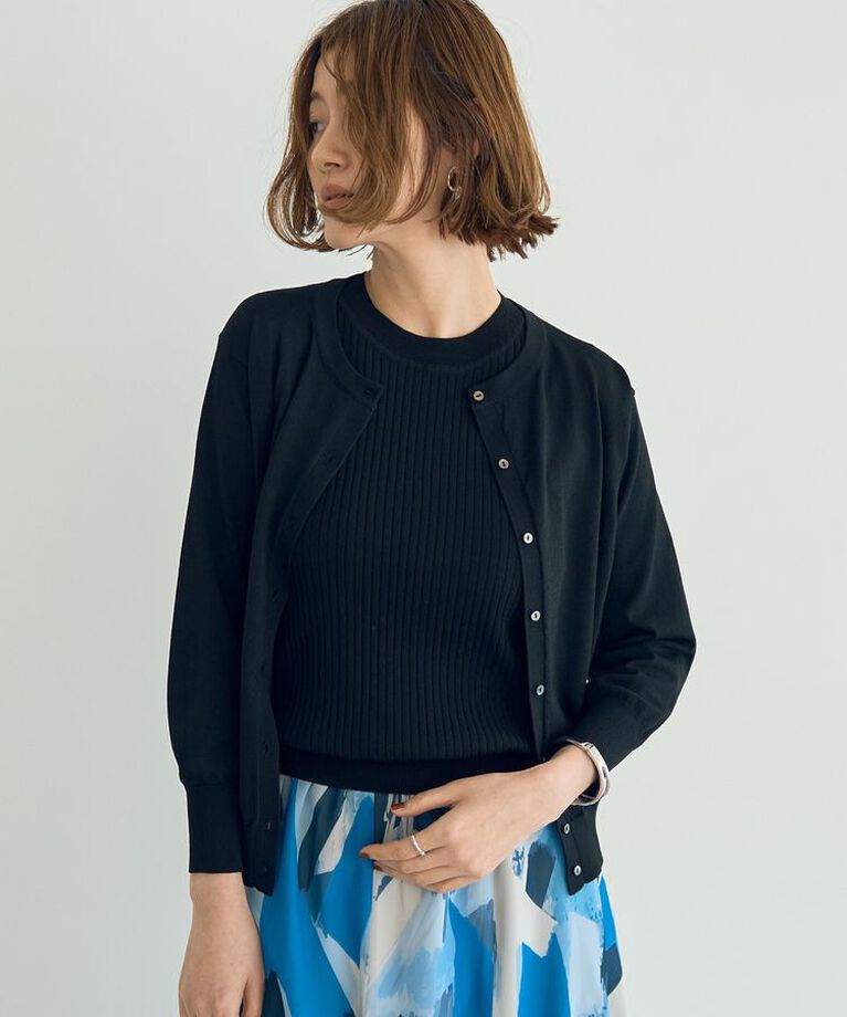 YECCA VECCA「マシンウォッシャブルクルーネックカーディガン」|カーディガン|Black