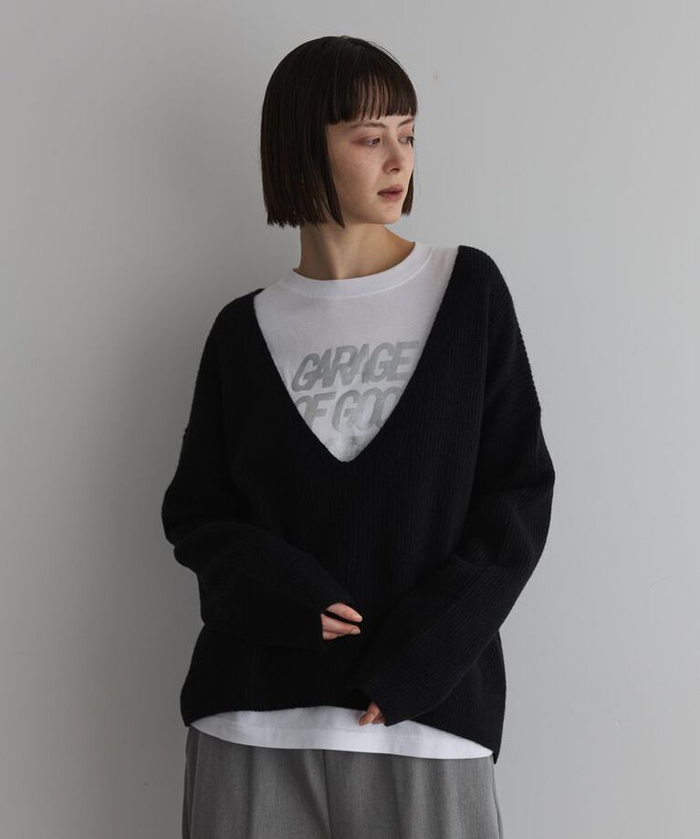 GARAGE OF GOOD CLOTHING「深Vネック畔ニットプルオーバー」|ニット・セーター|