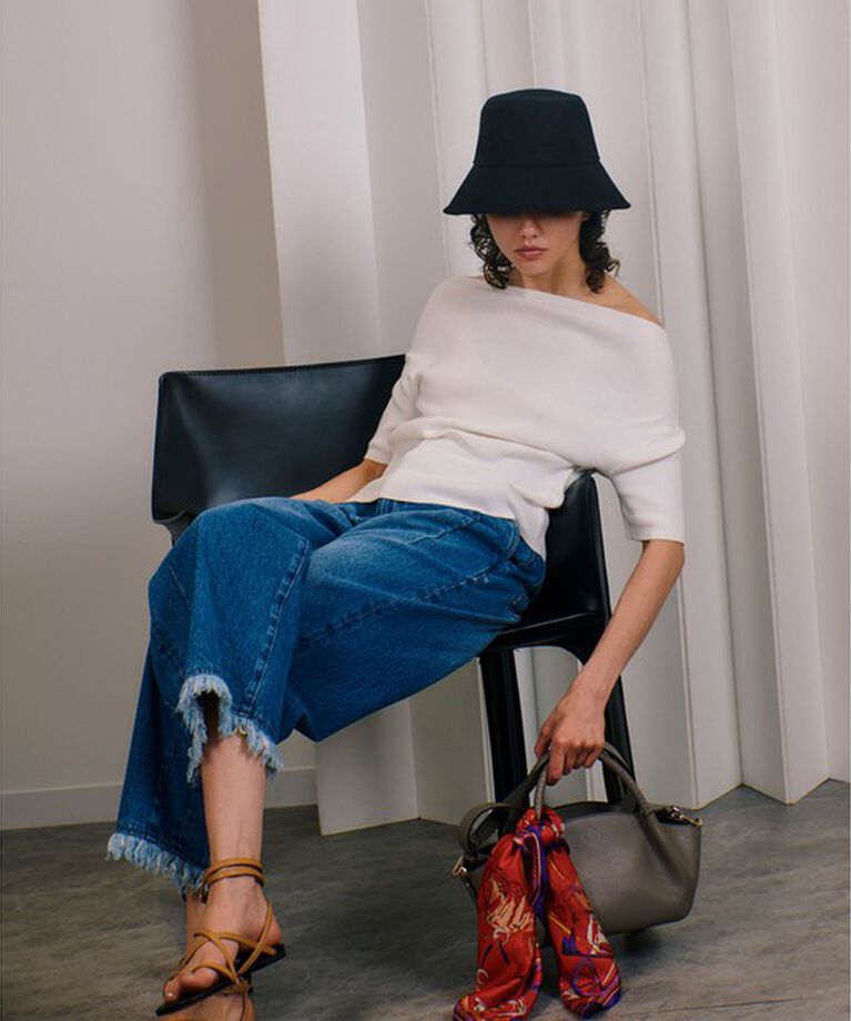 allureville「オフネック5分袖プルオーバー」|ニット・セーター|