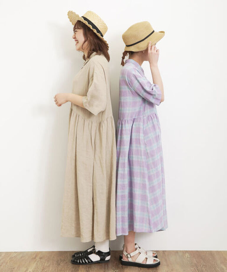 Samansa Mos2「【Sサイズ / WEB限定】【イージーケア】柄アソートリネン混シャツワンピース」|ワンピース|