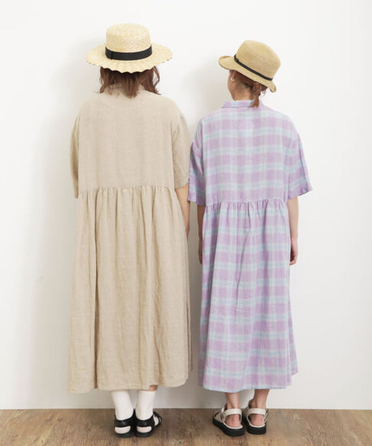 Samansa Mos2「【Sサイズ / WEB限定】【イージーケア】柄アソートリネン混シャツワンピース」|ワンピース|