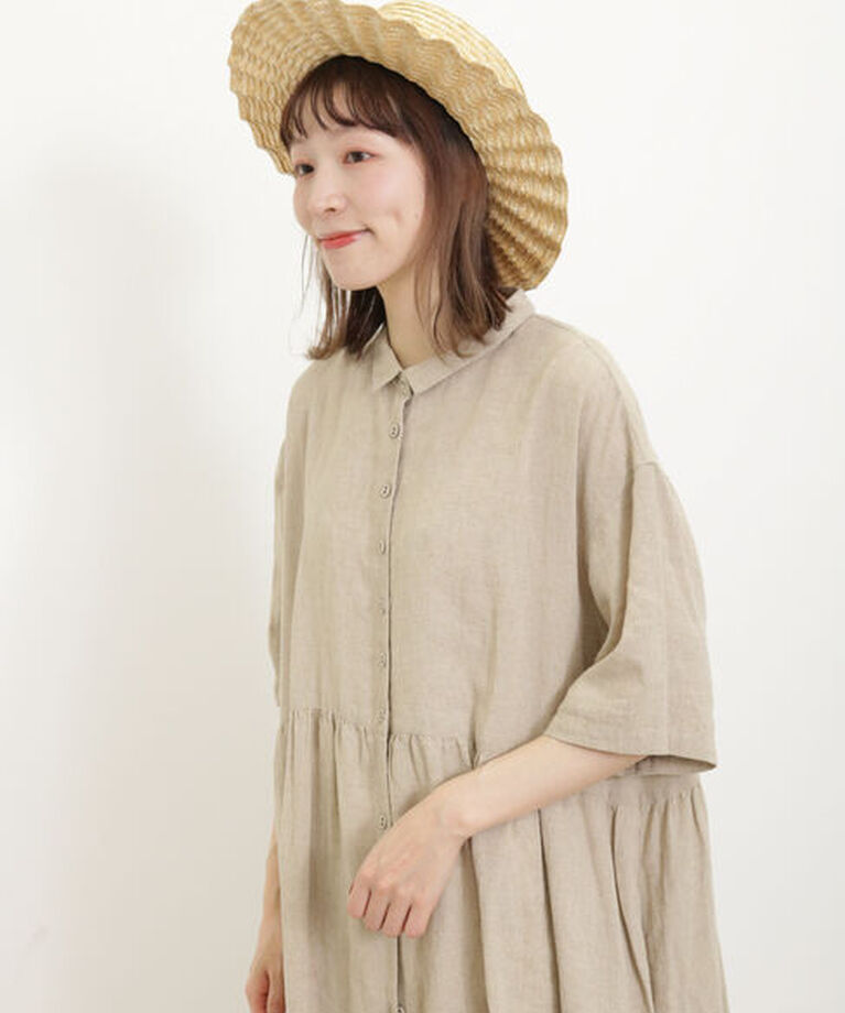 Samansa Mos2「【Sサイズ / WEB限定】【イージーケア】柄アソートリネン混シャツワンピース」|ワンピース|