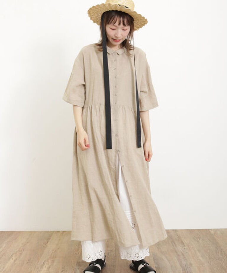 Samansa Mos2「【Sサイズ / WEB限定】【イージーケア】柄アソートリネン混シャツワンピース」|ワンピース|