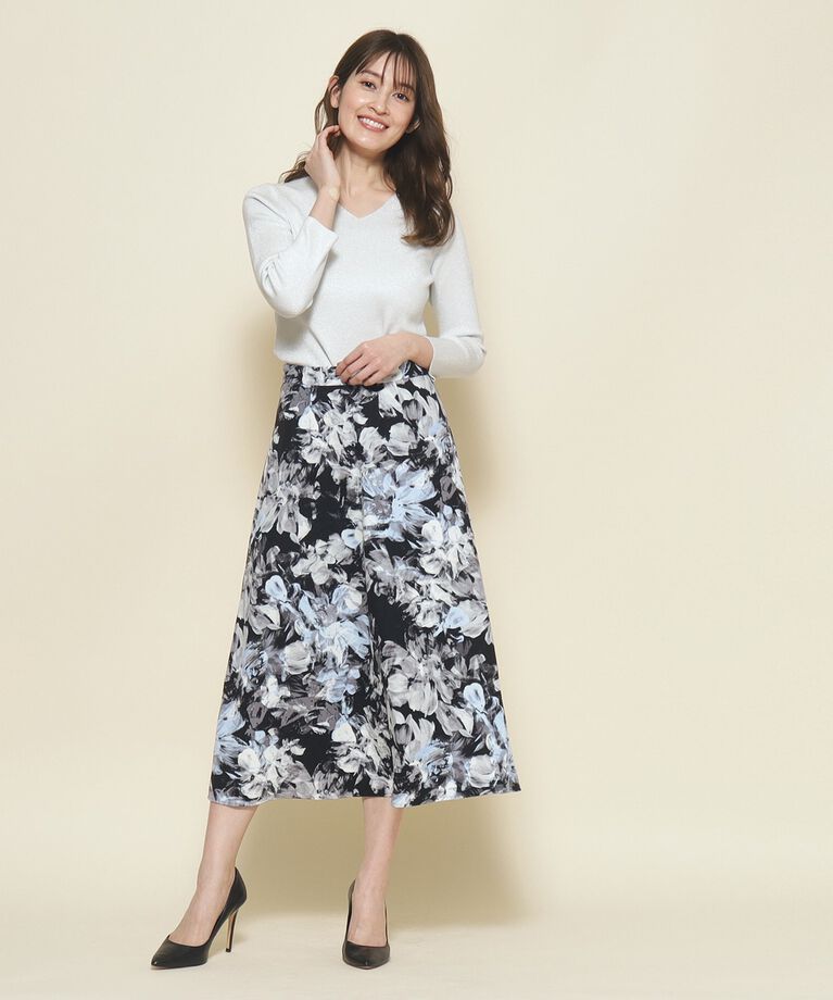 COUP DE CHANCE「【洗える／日本製／華やかな花柄】存在感ある柄が目を惹く、フレアースカート」|スカート|