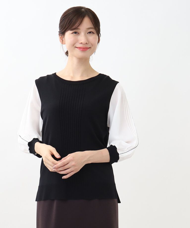 Reflect「【WEB限定カラーあり／UVカット／接触冷感／洗える／涼しく着られる】シフォンスリーブニット」|ニット・セーター|