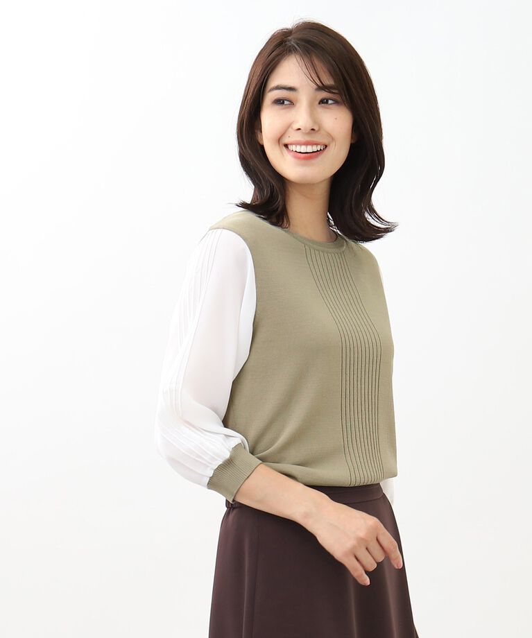 Reflect「【WEB限定カラーあり／UVカット／接触冷感／洗える／涼しく着られる】シフォンスリーブニット」|ニット・セーター|