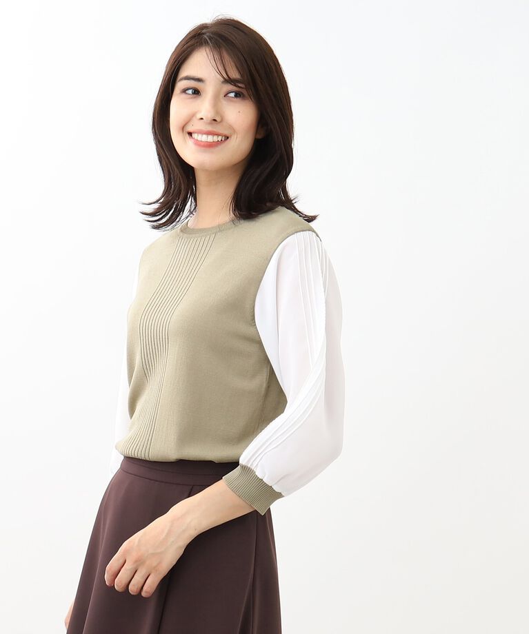 Reflect「【WEB限定カラーあり／UVカット／接触冷感／洗える／涼しく着られる】シフォンスリーブニット」|ニット・セーター|