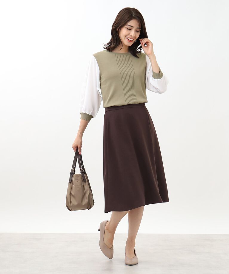 Reflect「【WEB限定カラーあり／UVカット／接触冷感／洗える／涼しく着られる】シフォンスリーブニット」|ニット・セーター|