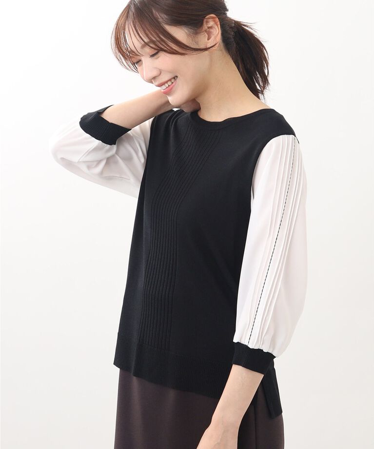Reflect「【WEB限定カラーあり／UVカット／接触冷感／洗える／涼しく着られる】シフォンスリーブニット」|ニット・セーター|