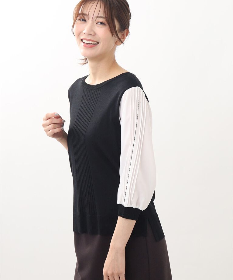 Reflect「【WEB限定カラーあり／UVカット／接触冷感／洗える／涼しく着られる】シフォンスリーブニット」|ニット・セーター|