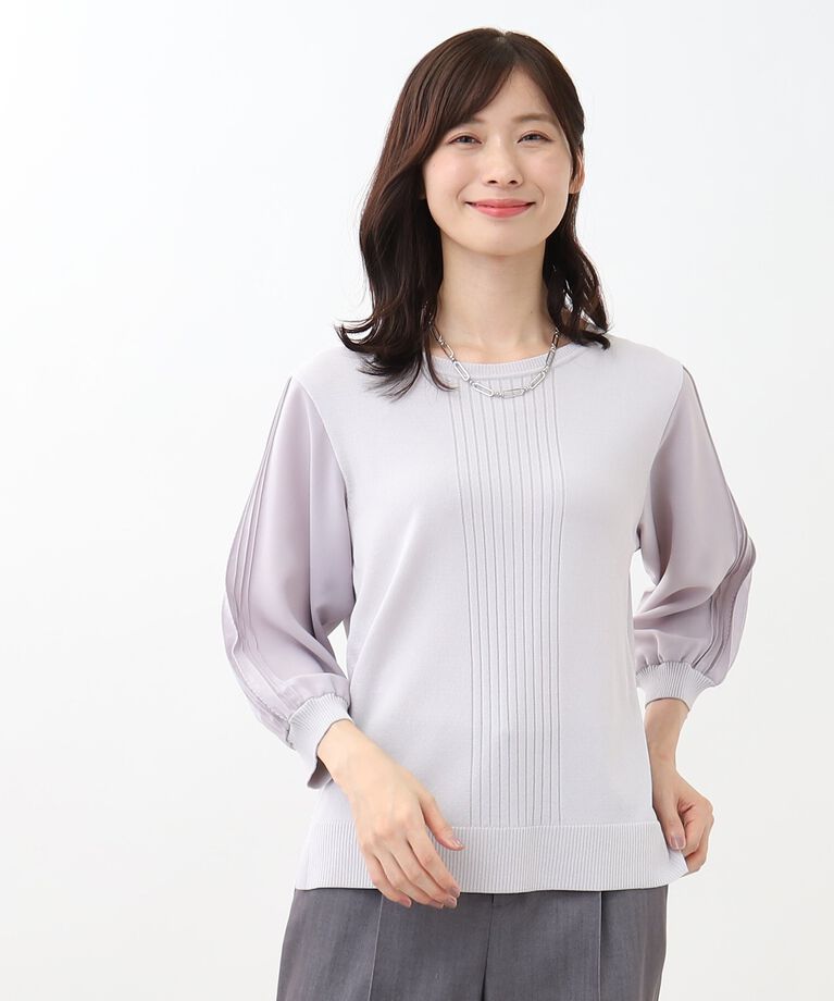 Reflect「【WEB限定カラーあり／UVカット／接触冷感／洗える／涼しく着られる】シフォンスリーブニット」|ニット・セーター|