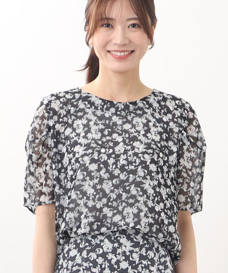 Reflect「【SALE／WEB限定カラーあり／マシンウォッシュ／セットアップ可能】フラワープリントブラウス」|シャツ・ブラウス|ブラック(119)