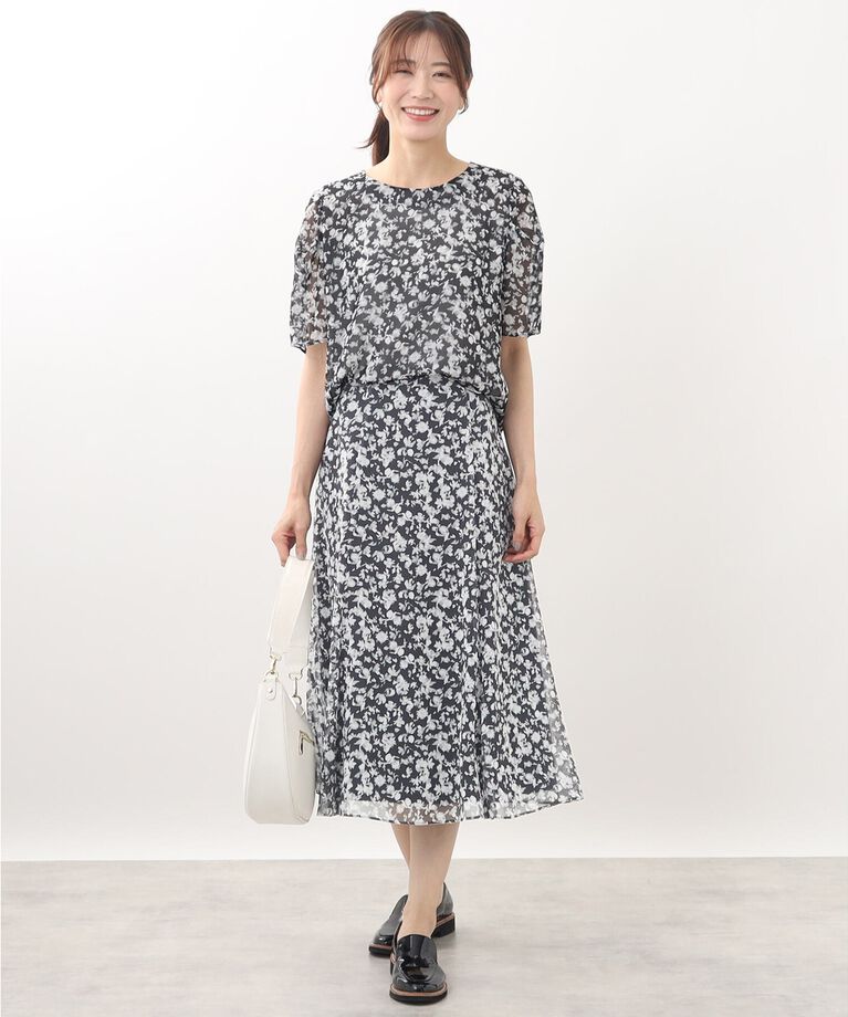 Reflect「【SALE／WEB限定カラーあり／マシンウォッシュ／セットアップ可能】フラワープリントブラウス」|シャツ・ブラウス|