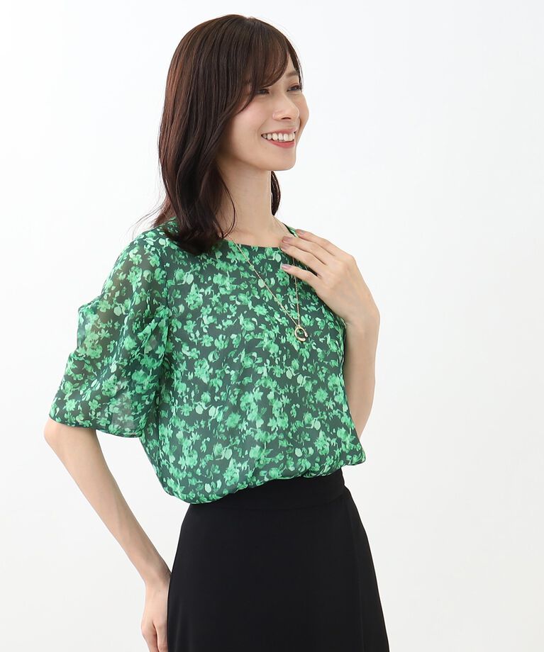 Reflect「【SALE／WEB限定カラーあり／マシンウォッシュ／セットアップ可能】フラワープリントブラウス」|シャツ・ブラウス|