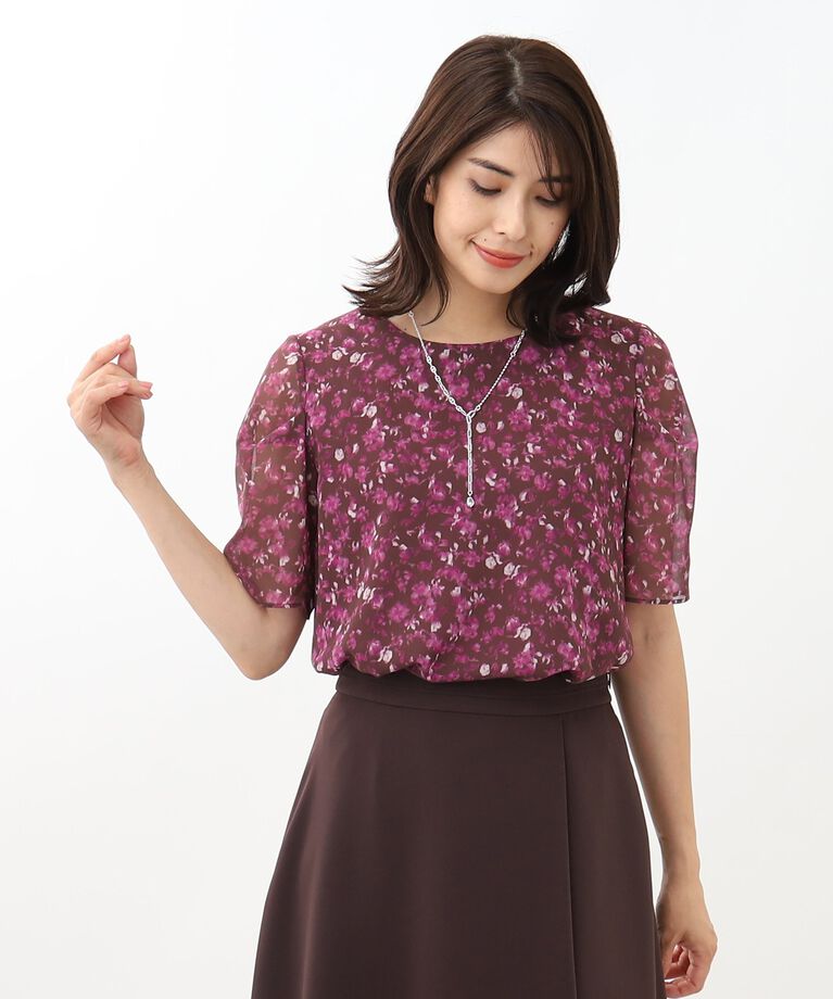 Reflect「【SALE／WEB限定カラーあり／マシンウォッシュ／セットアップ可能】フラワープリントブラウス」|シャツ・ブラウス|
