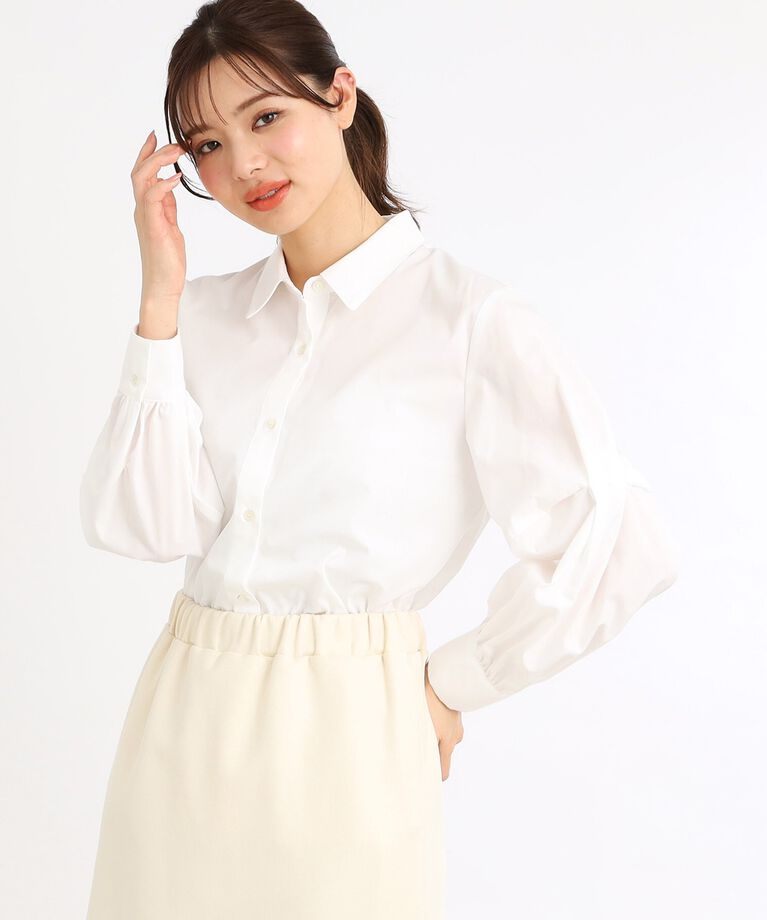 Reflect「【E‐QUALITY／手洗い可】ケーブル編みニットベスト＋シャツセット」|シャツ・ブラウス|