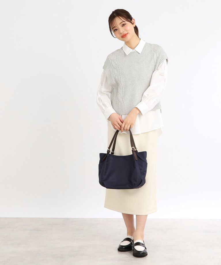 Reflect「【E‐QUALITY／手洗い可】ケーブル編みニットベスト＋シャツセット」|シャツ・ブラウス|