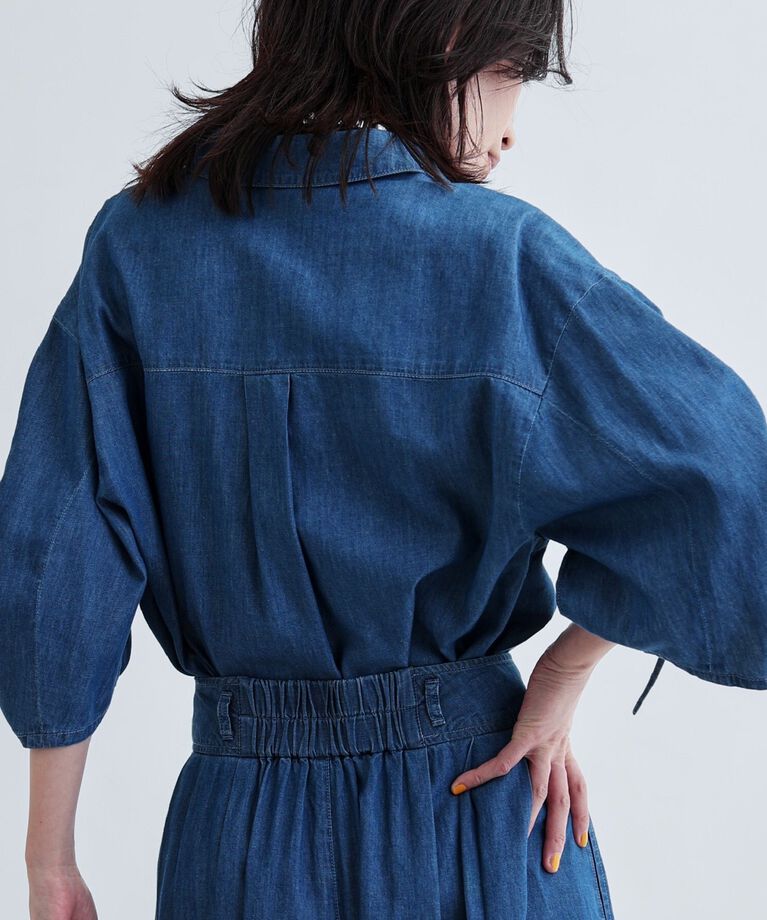 GALLEST「【セットアップ可能】シャーリングスリーブダンガリーシャツ」|シャツ・ブラウス|