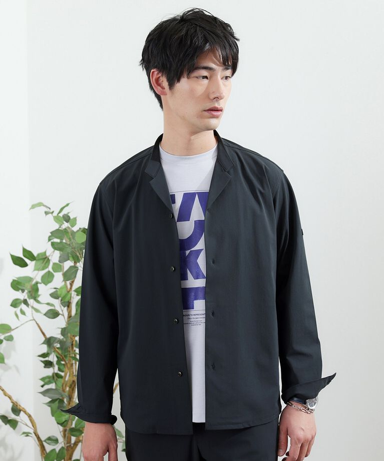 TAKEO KIKUCHI「【軽羽織】ハイストレッチ オープンバンドカラー シャツ」|シャツ・ブラウス|