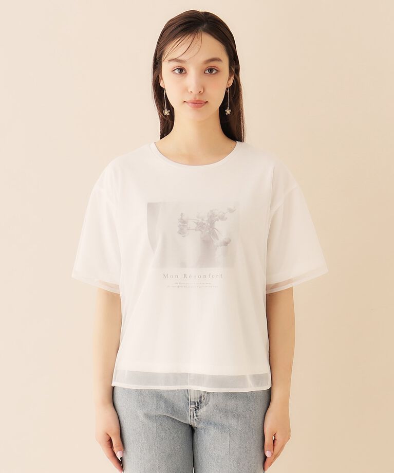 index「チュールレイヤードフォトTシャツ【洗濯機洗い可】」|Tシャツ・カットソー|