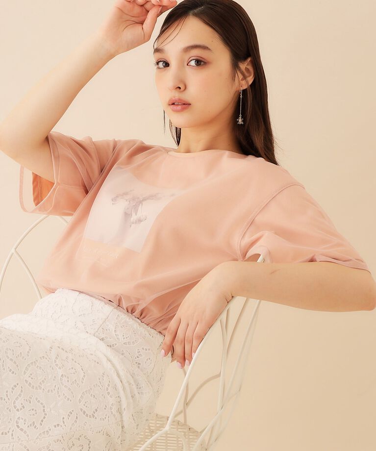 index「チュールレイヤードフォトTシャツ【洗濯機洗い可】」|Tシャツ・カットソー|