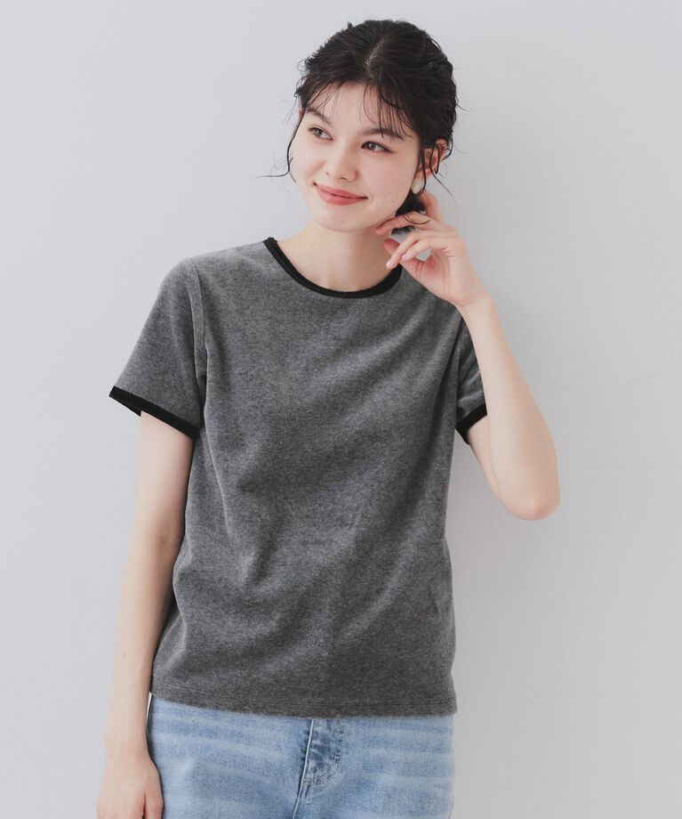OPAQUE.CLIP「ベロアTシャツ【洗濯機洗い可】」|Tシャツ・カットソー|
