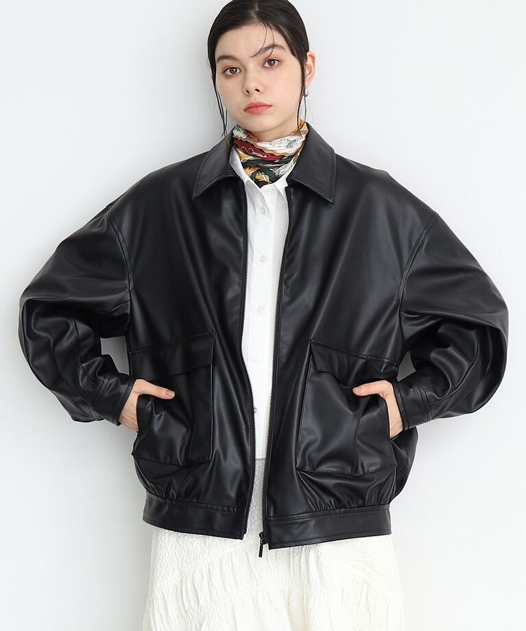 THE SHOP TK「【環境にやさしい】合皮BIGブルゾン」|ブルゾン・スタジャン|