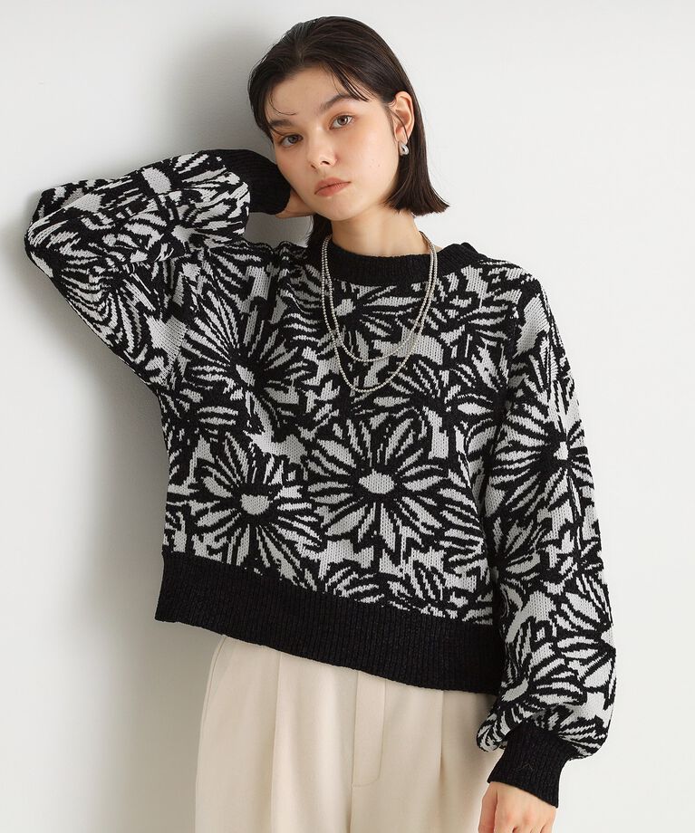 THE SHOP TK「花柄モールニットプルオーバー」|ニット・セーター|ﾌﾞﾗｯｸ(119)
