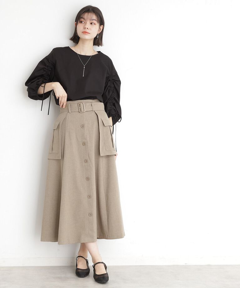 THE SHOP TK「フラップベルト付きスカート【洗える】」|スカート|