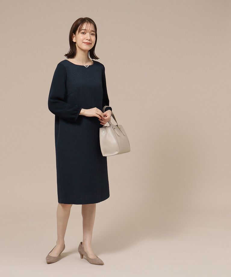 SHOO･LA･RUE「【S-3L/通勤/セレモニー】ツイードサックワンピース」|ワンピース|