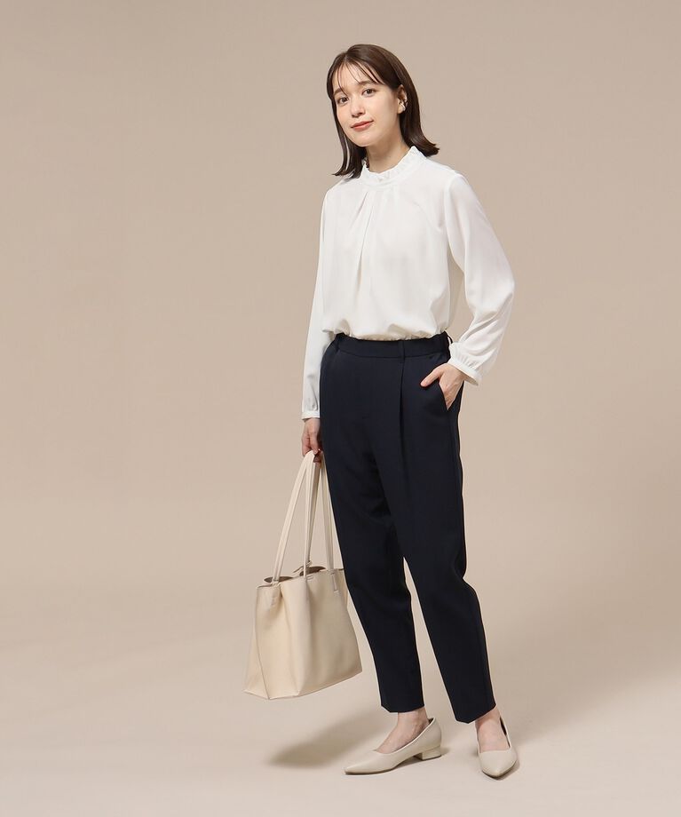 SHOO･LA･RUE「【S-3L/通勤/セレモニーにも】プチハイネック フリルブラウス【CIRCRIC】」|シャツ・ブラウス|